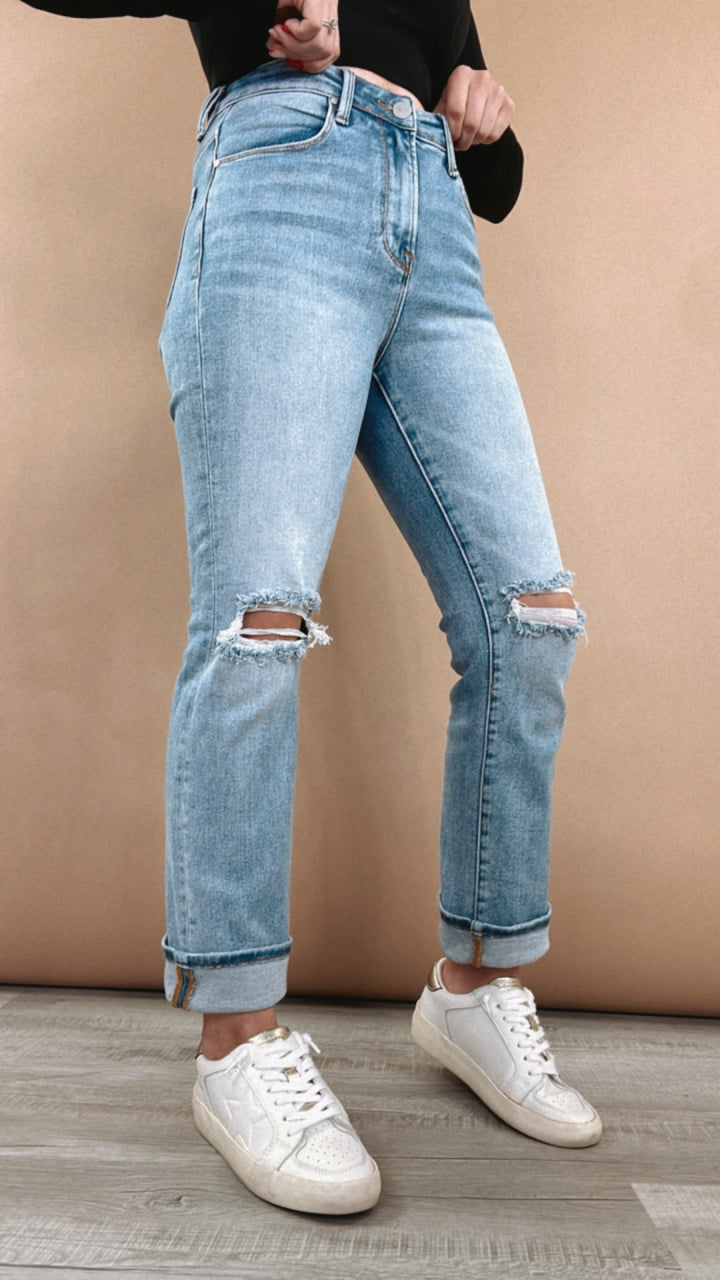 High Rise Slim Straight Jeans, Risen