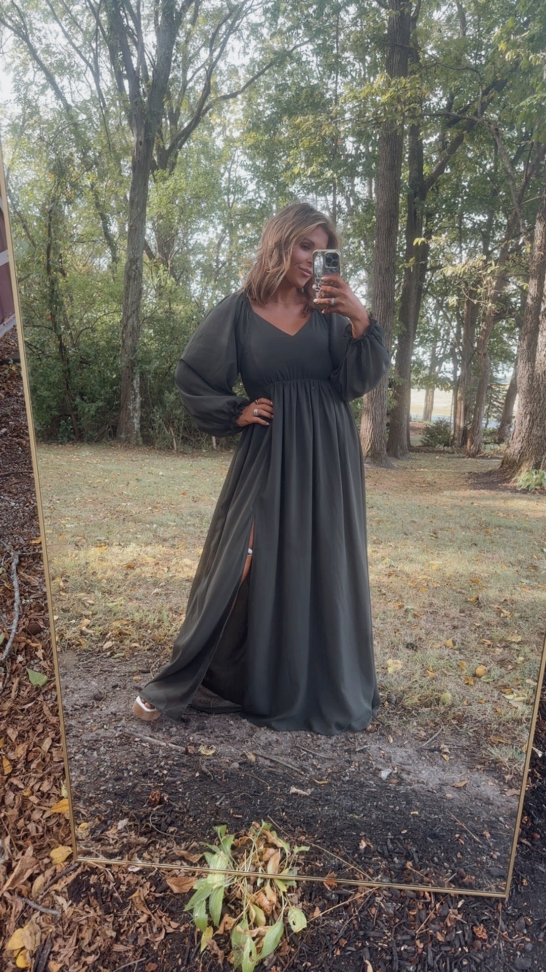 ECB Exclusive: Timeless Romantic Chiffon Maxi Dress, Olive