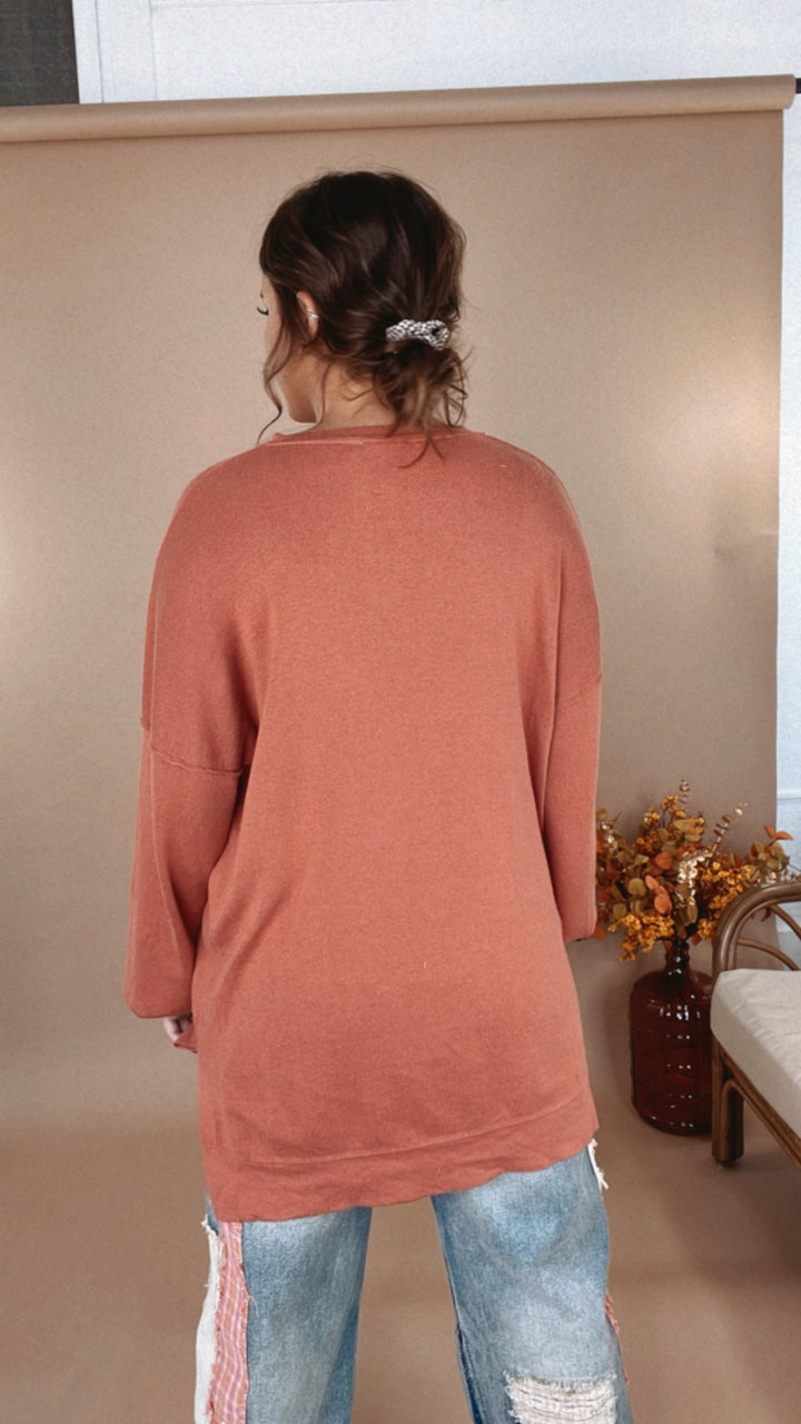 All About You Oversized Knit Sweater , Rust