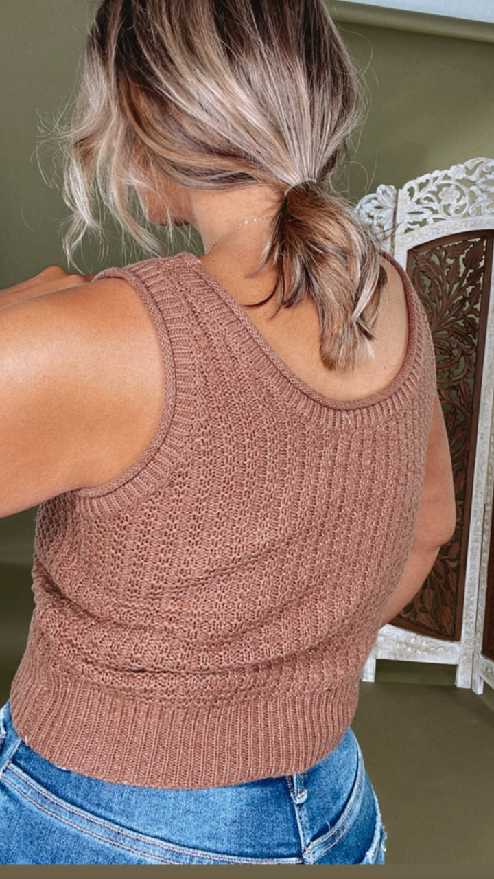 This Or That Textured Sweater Tank, brown