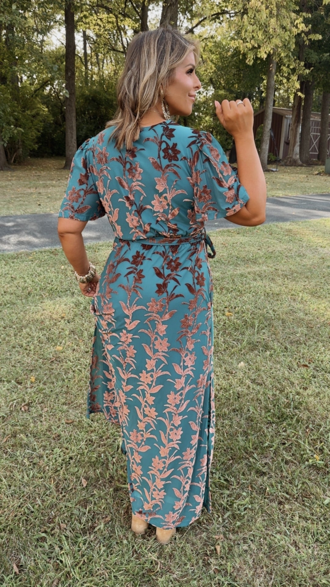 Enchanted Velvet Detailed Maxi Dress, Turquoise