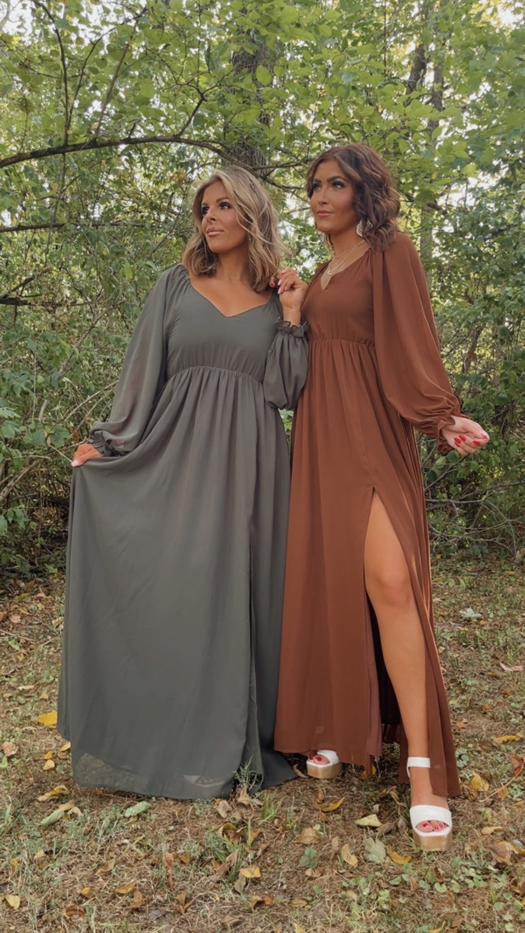 ECB Exclusive: Timeless Romantic Chiffon Maxi Dress, Olive