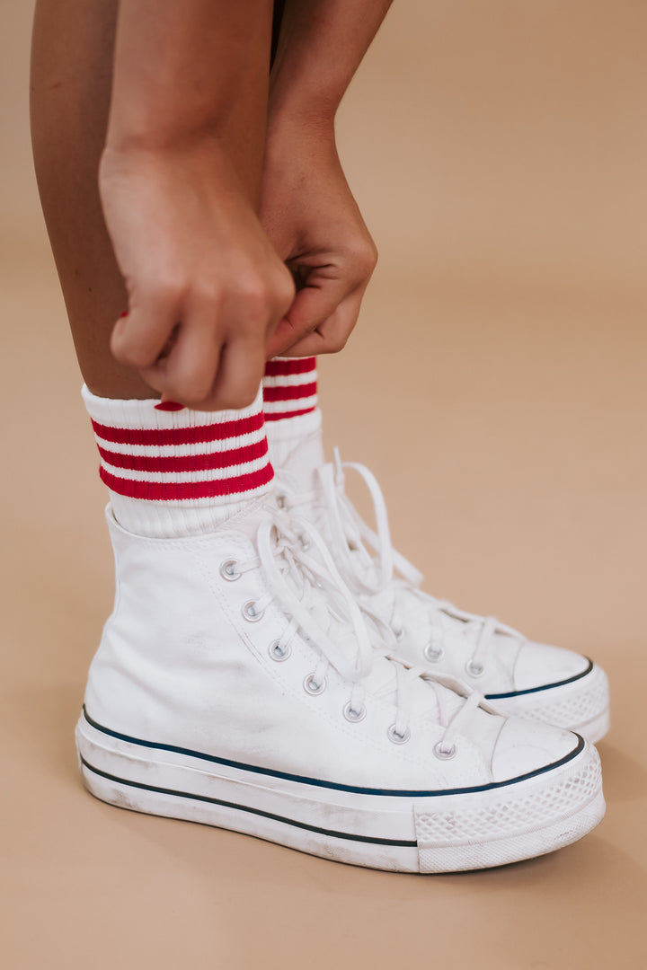 Classic Stripe Sock, Red/White