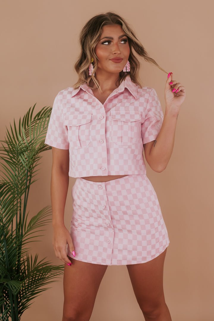 Born To Lead Checkered Set, Pink