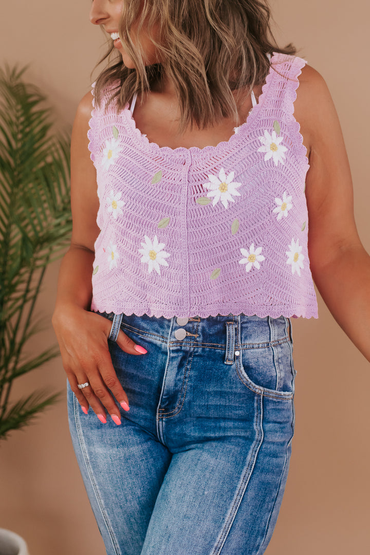 Daisy Girl Crochet Tank, Lavender