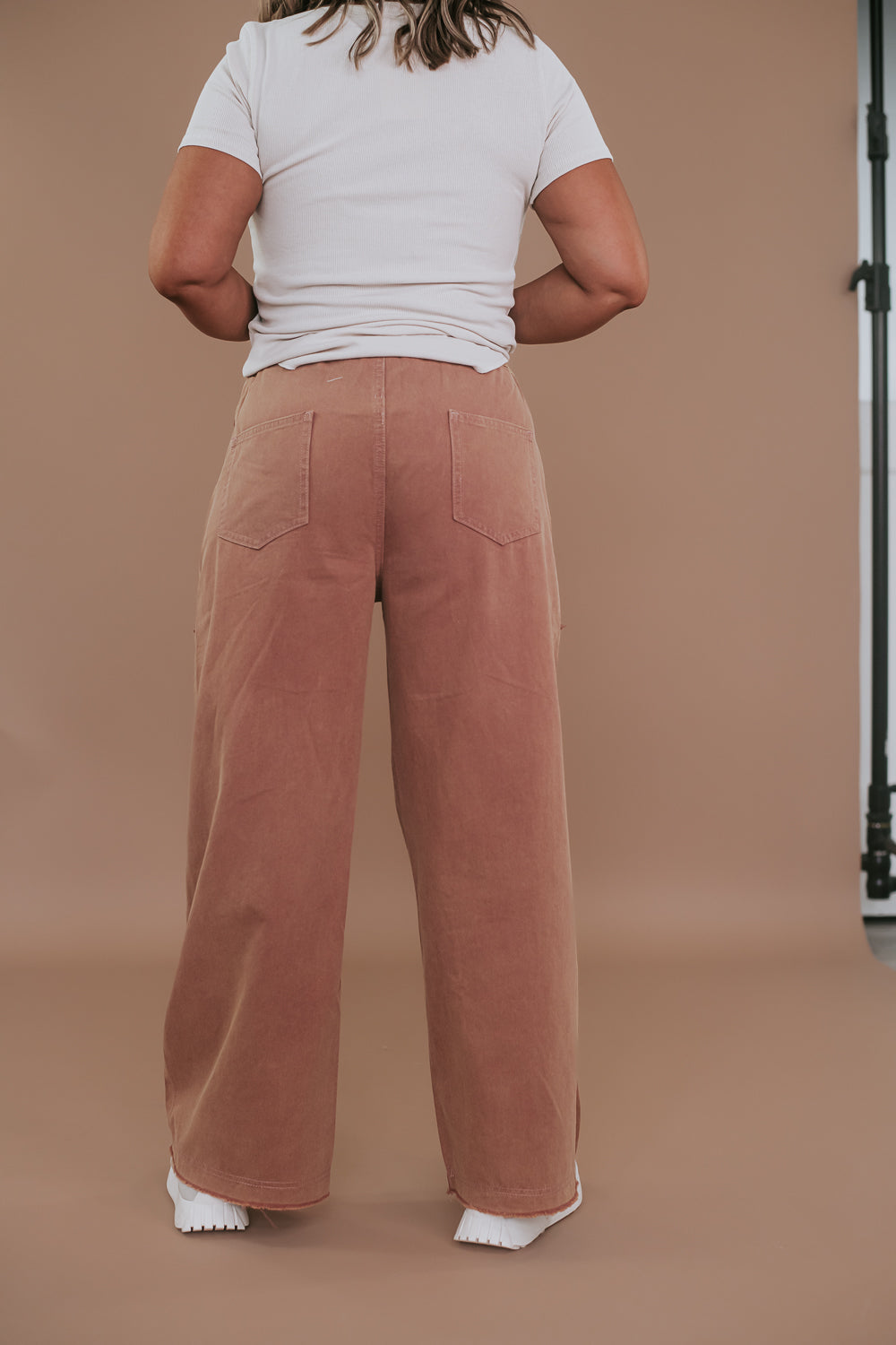 POL:Colorblock Twill Wide Leg Pants