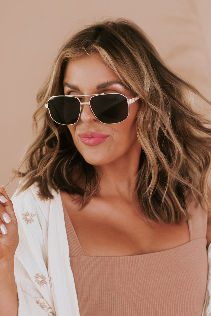 Basic Black Sunglasses With Gold Frame