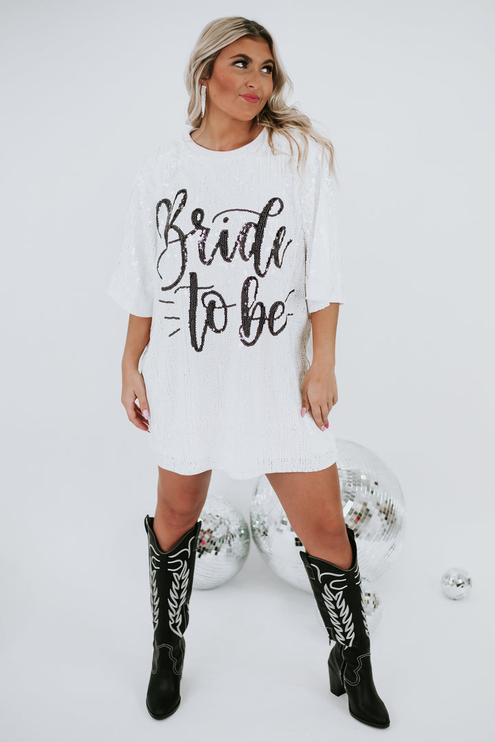 Bride To Be Sequins Dress, White