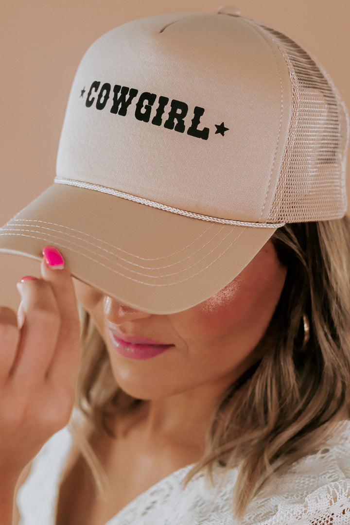 Cowgirl Trucker Hat, Tan