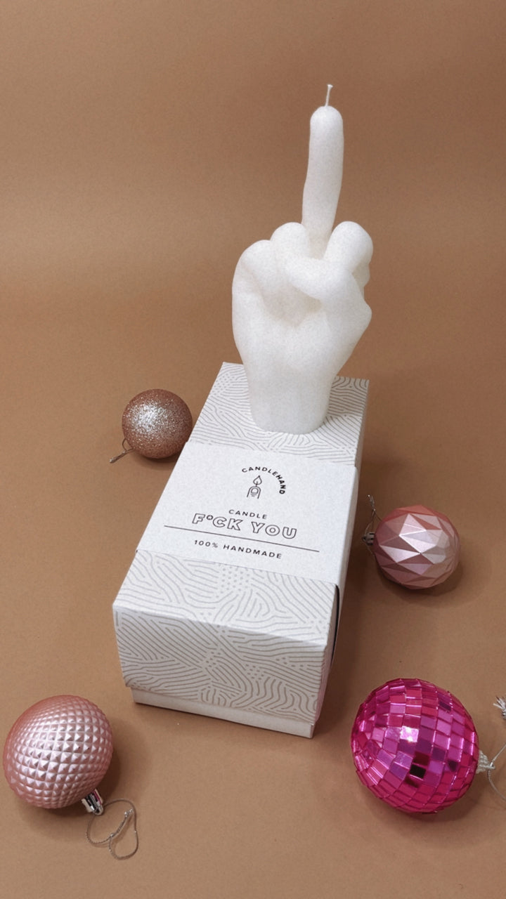 Hand Gesture Candle, Middle Finger White