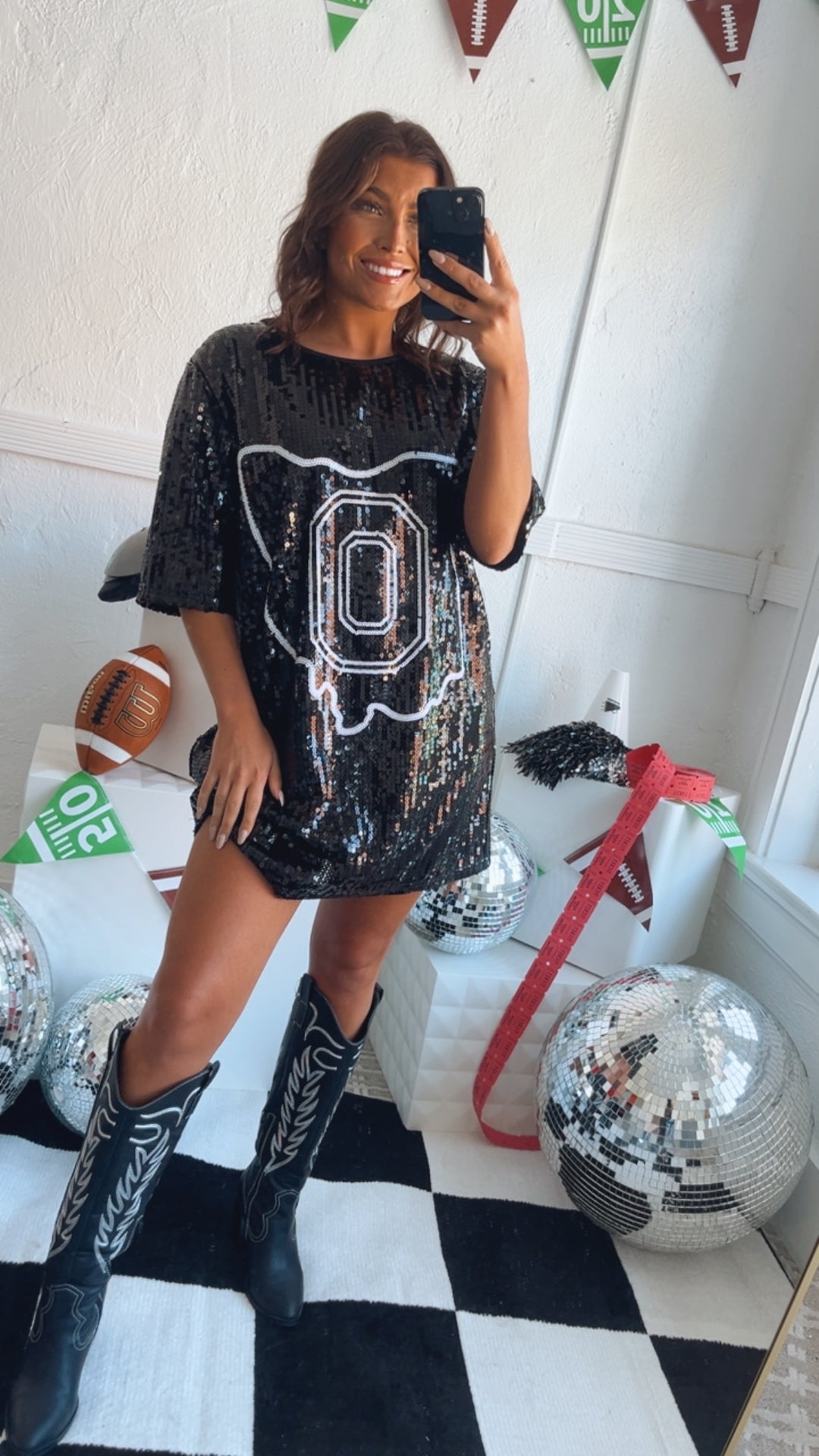 OH Spirit Sequin Dress, Black