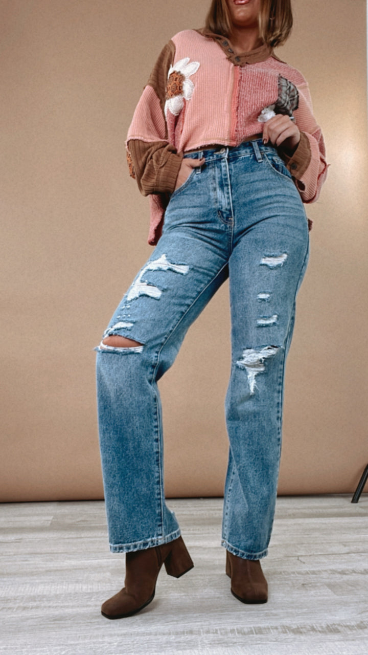 High Rise 90's Denim Jeans, KANCAN