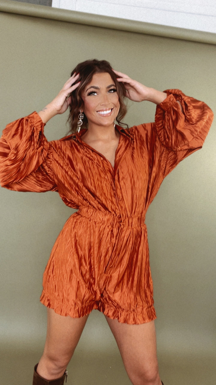 Set The Tone Romper, Terracotta