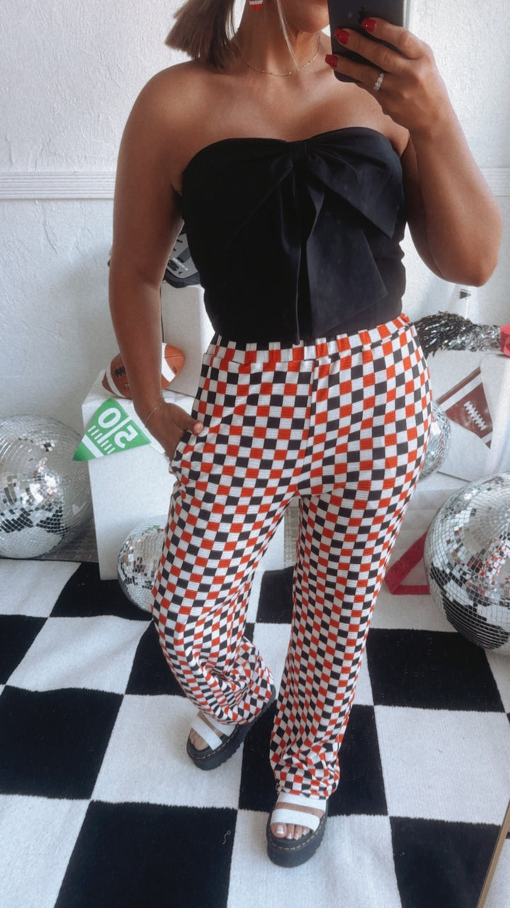 PRE ORDER: 10/1: ECB Exclusive : Kickin' It Checkered Pant, Orange/Black