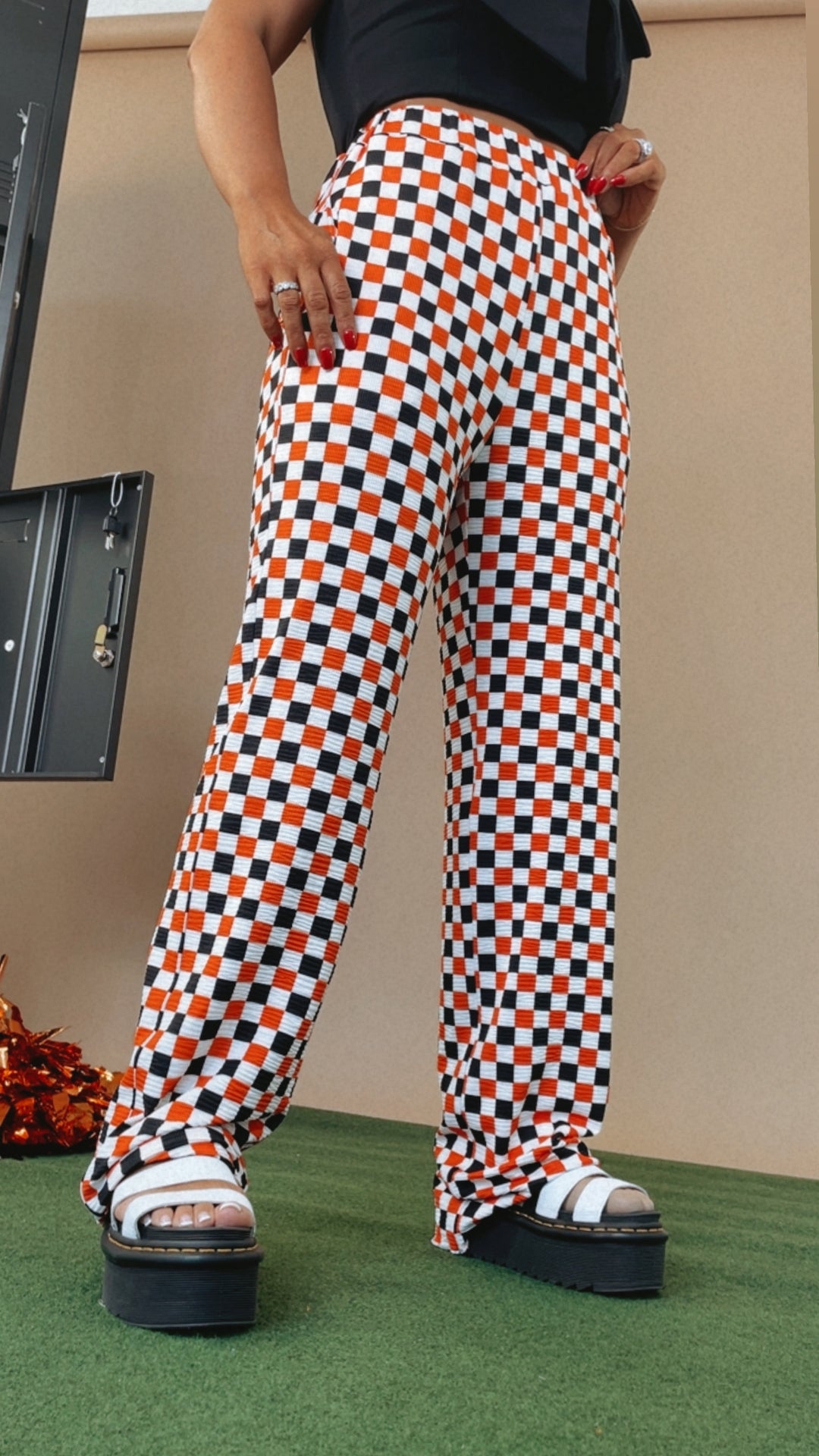 PRE ORDER: 10/1: ECB Exclusive : Kickin' It Checkered Pant, Orange/Black