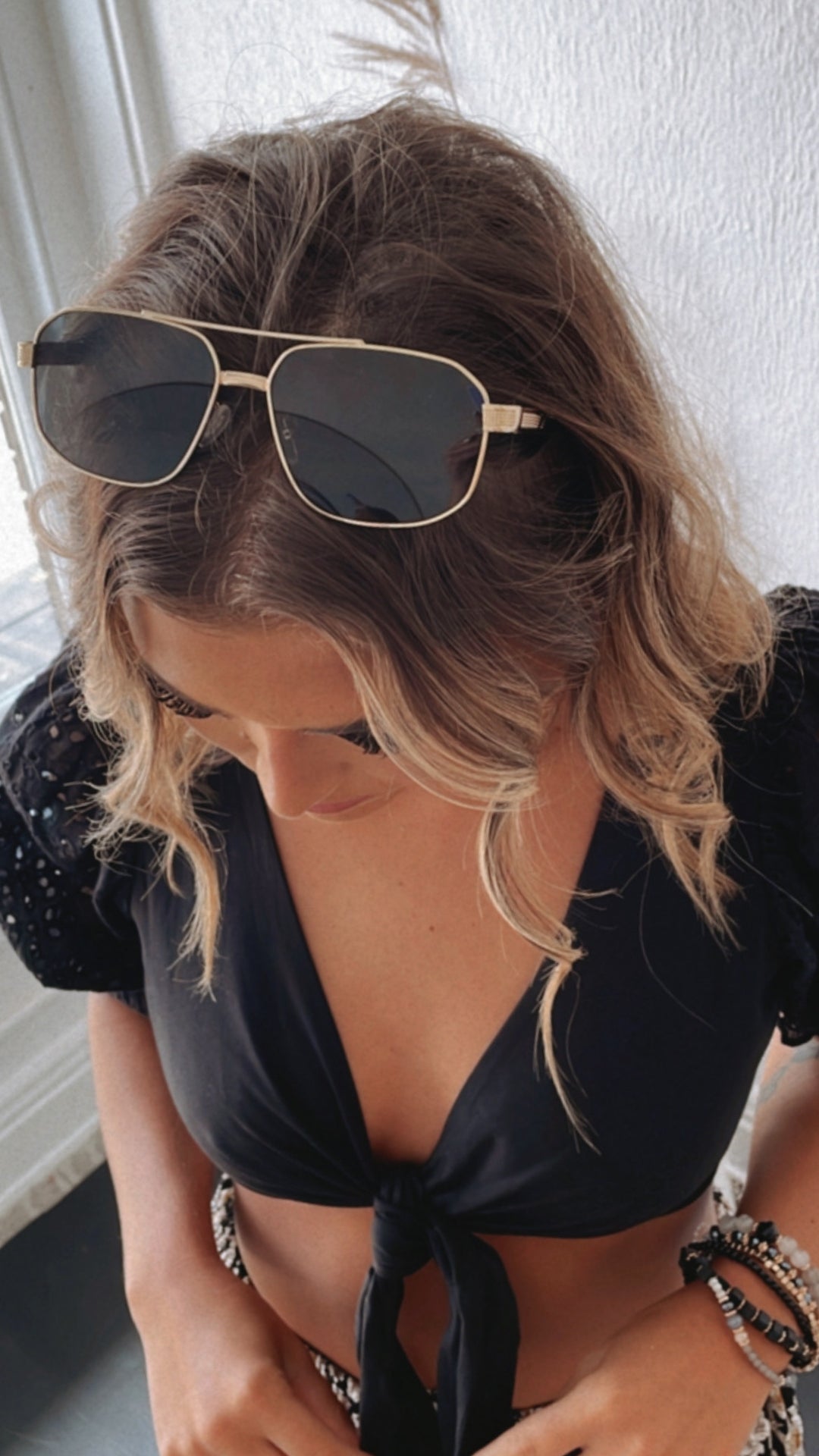Basic Black Sunglasses With Gold Frame