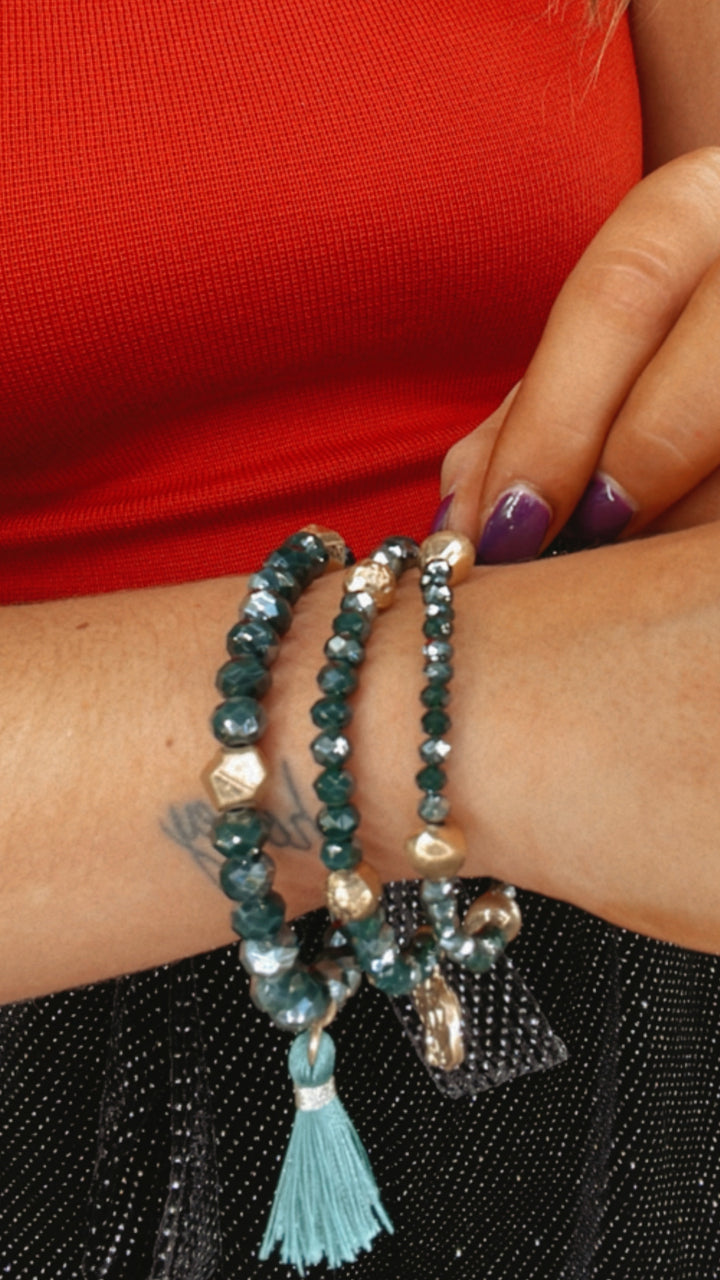 Level Up Bracelet Stack, Teal