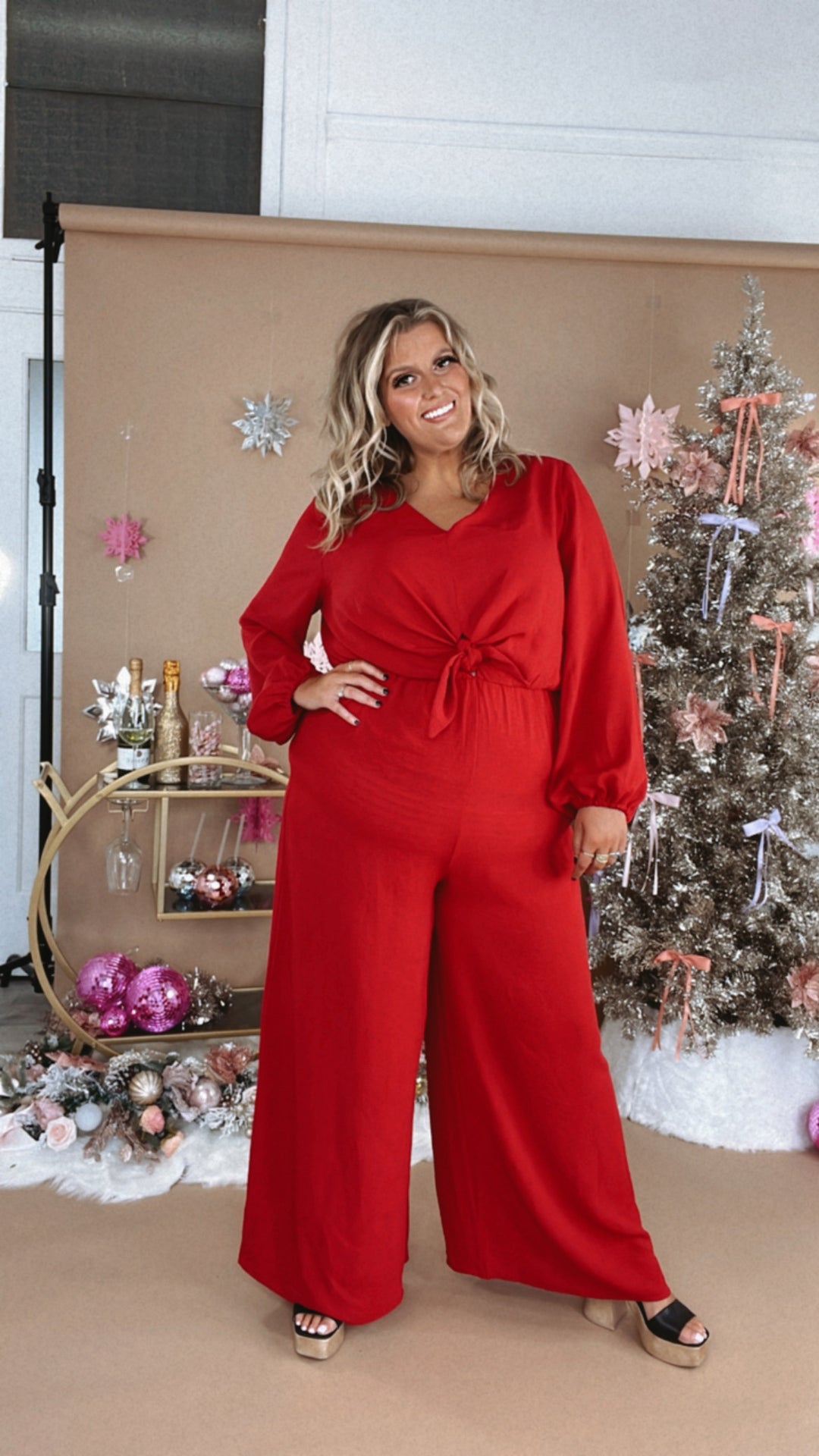 Black Tie Event Wide Leg Jumpsuit, red