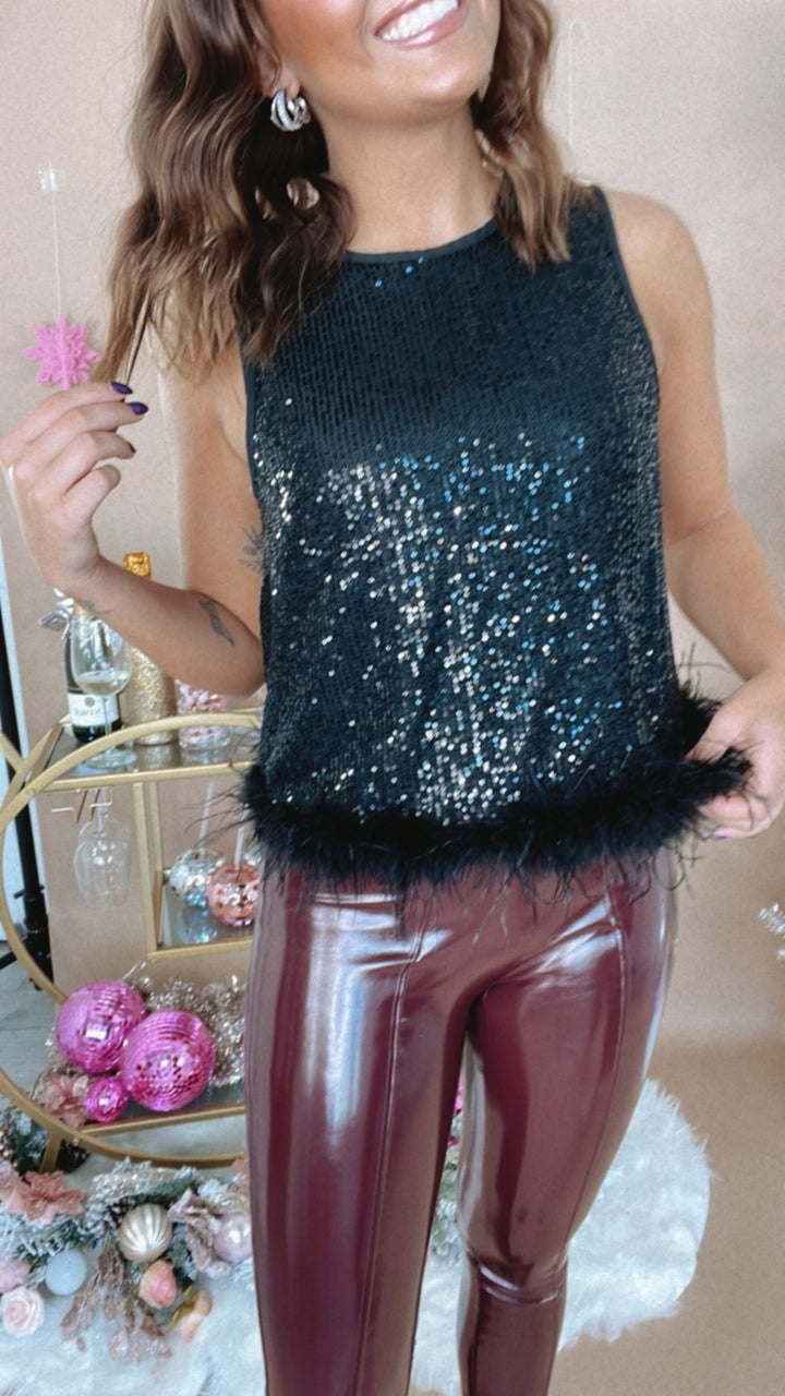 Most Shine Sequin Top, Black