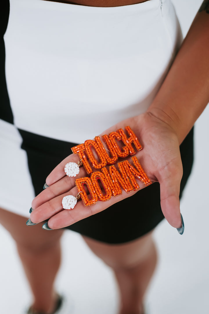 Touchdown Beaded Earring, Orange