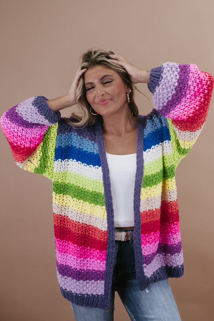 Crochet hot rainbow cardigan