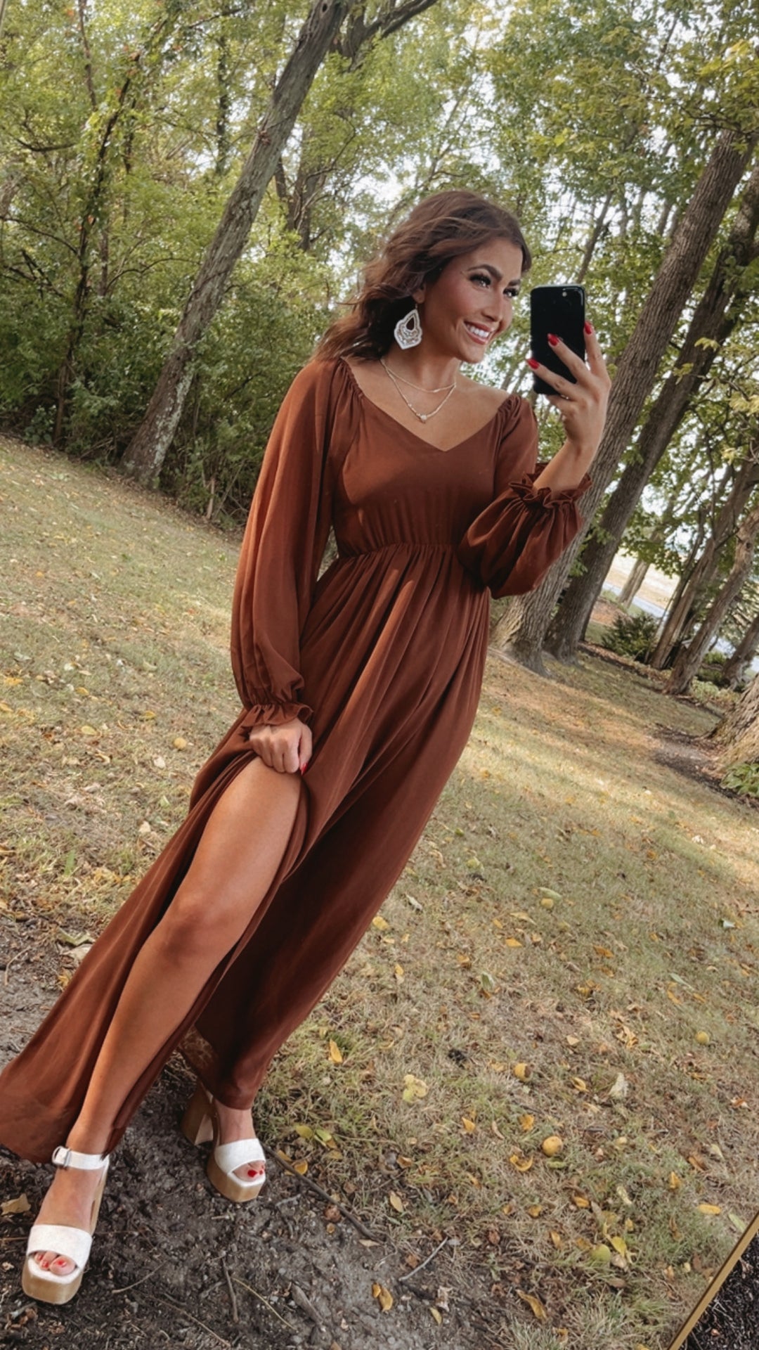 PREORDER 10.7.24 ECB Exclusive: Timeless Romantic Chiffon Maxi Dress, Brown