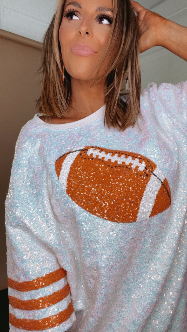 Set in Sequins Football Dress, White