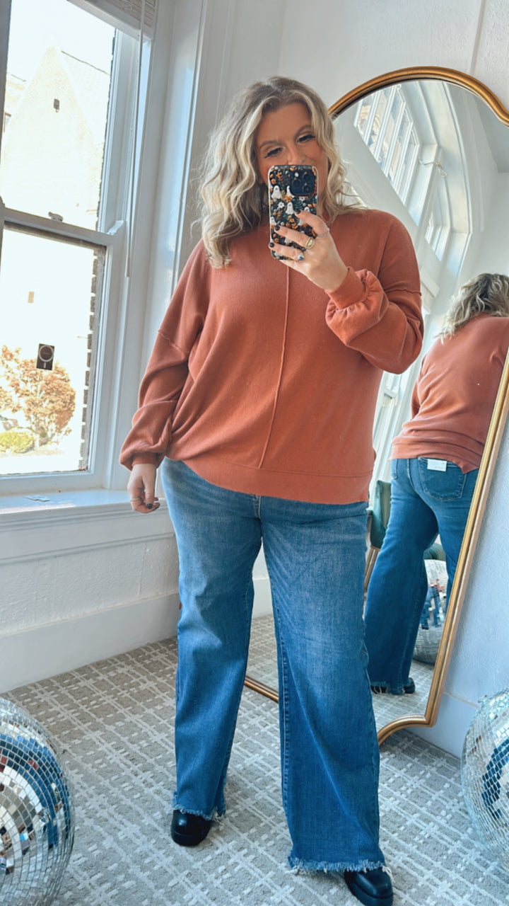 All About You Oversized Knit Sweater , Rust