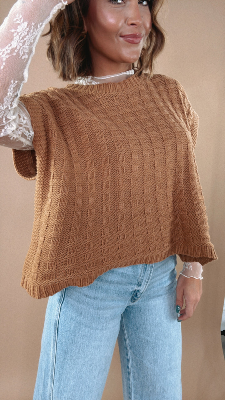 Wear It Woven Textured Boxy Sweater, Camel