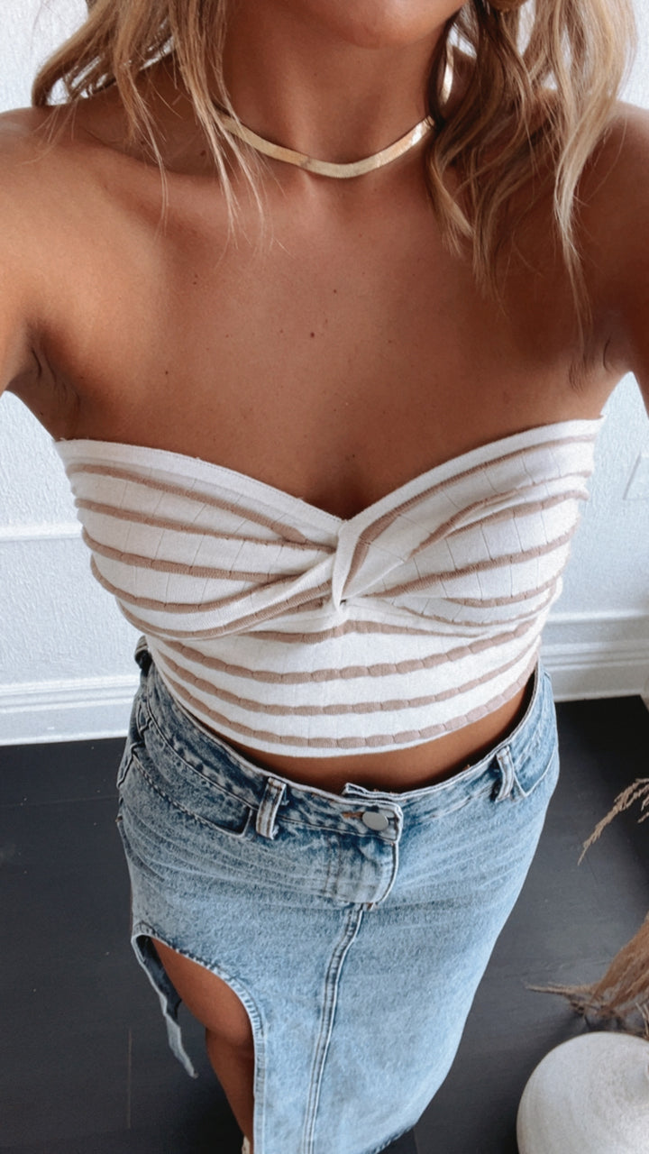 Setting Trends Striped Tube Top, Ivory