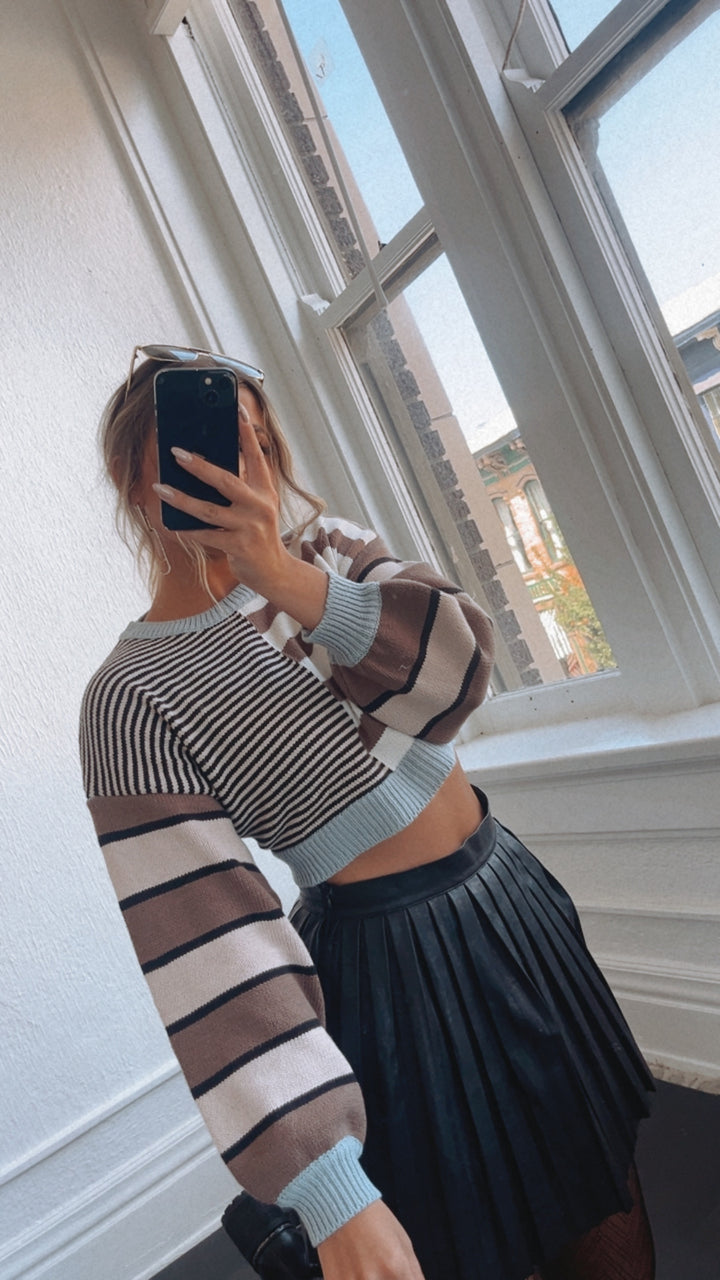 Cropped Striped Sweater, Multi