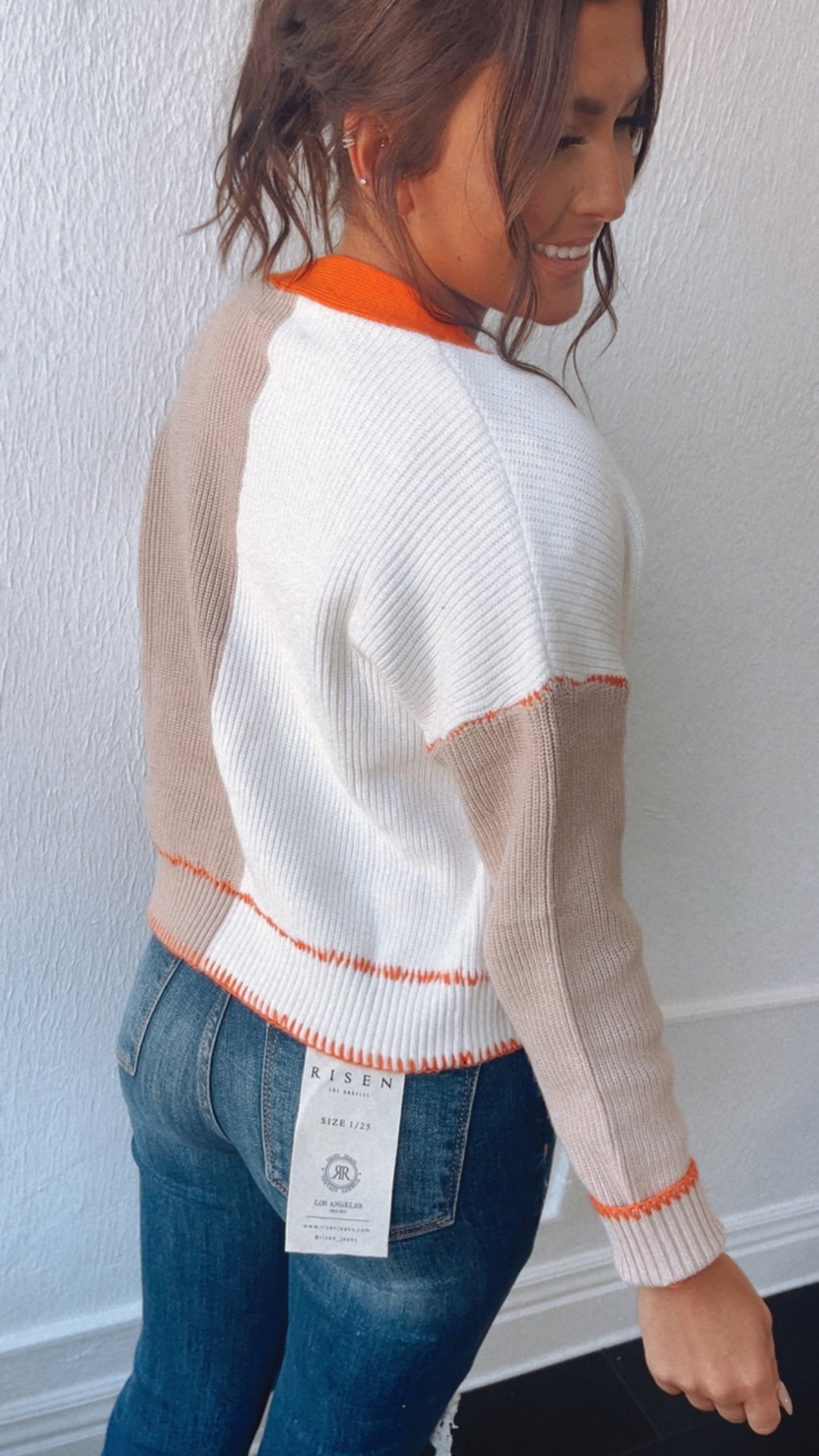 Layer Up Patchwork Cardi, Orange