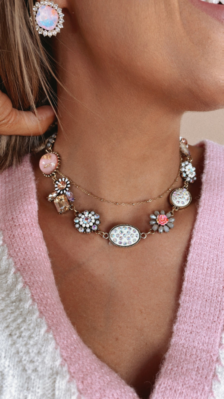 Pink Floral Elegance Necklace