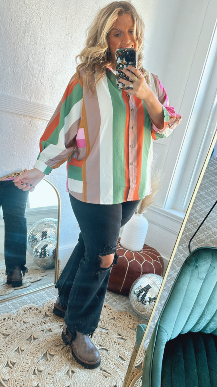 All Retro Multi Color Striped Top