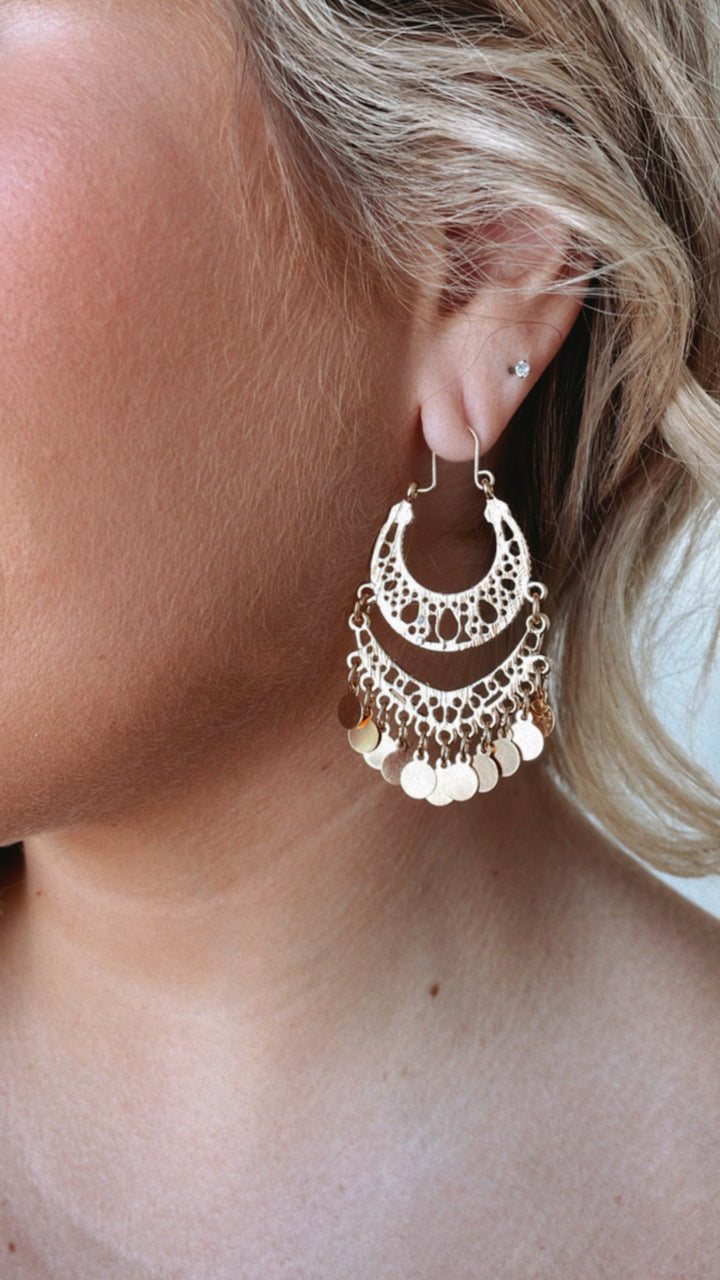 Boho Elegance Gold Coin Earrings