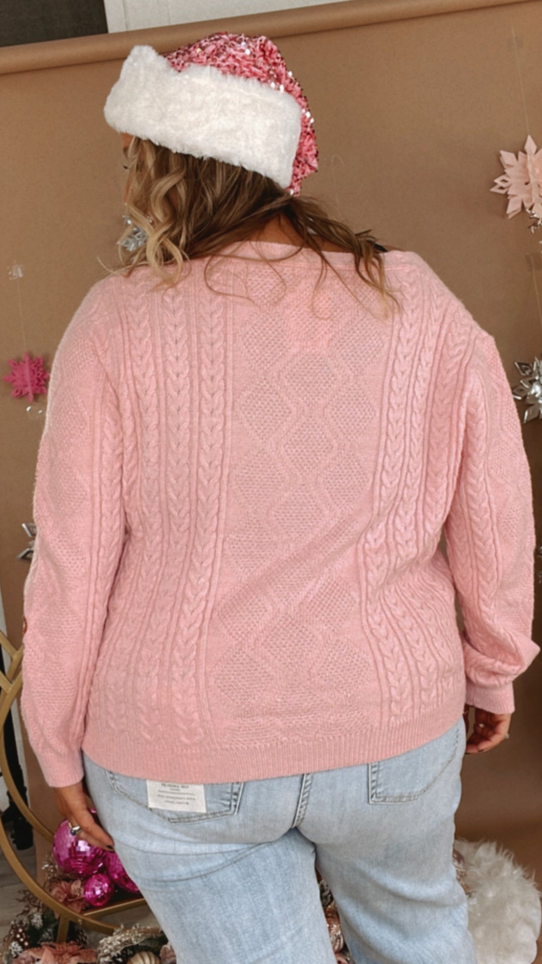 Holiday Gingerbread Man Cardi, Pink