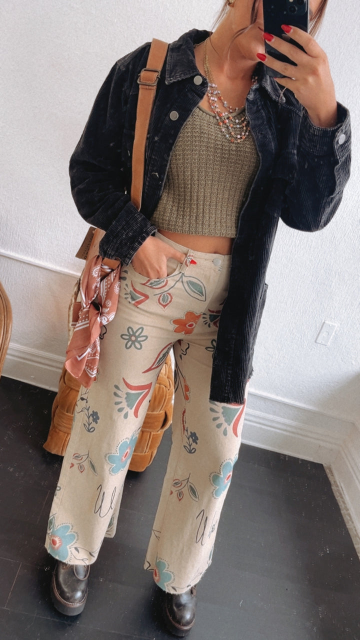 Happier Days Floral Printed Wide Leg Pants