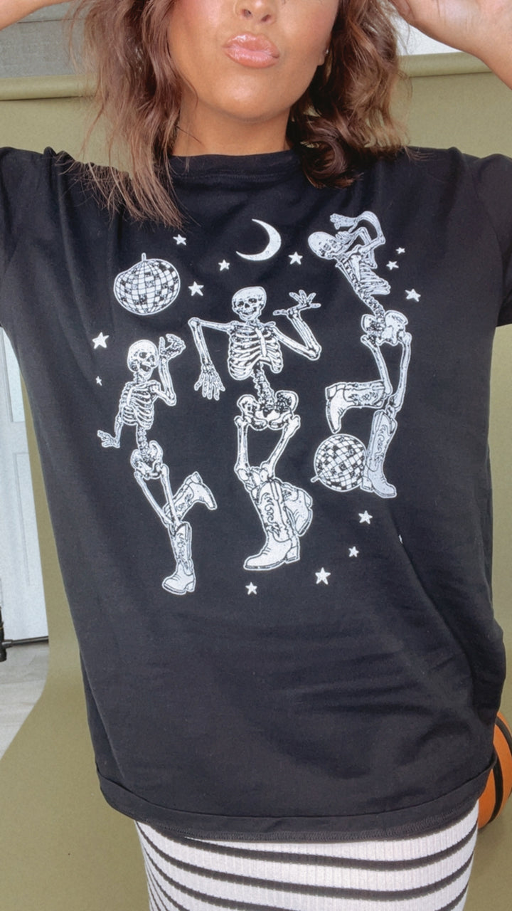 Dancing Cowboy Skeleton Tee, Black