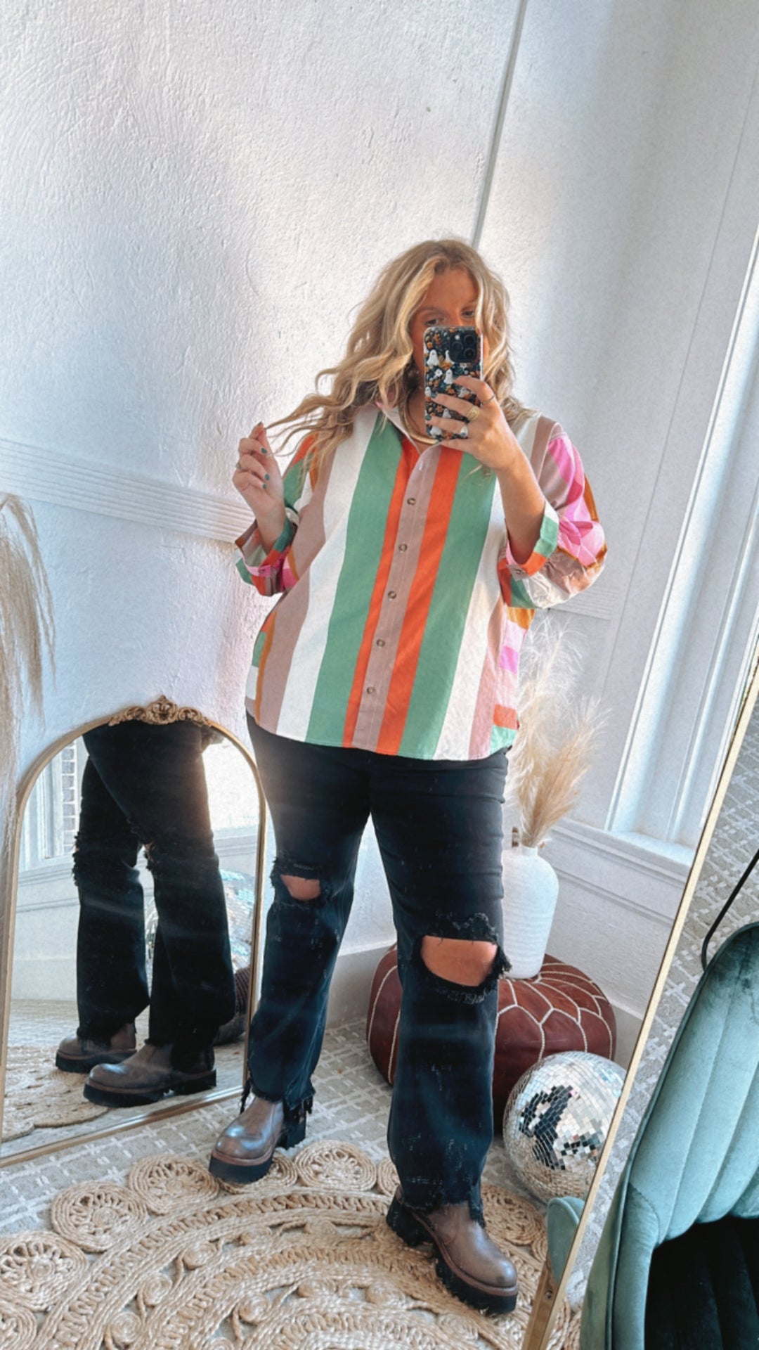 All Retro Multi Color Striped Top