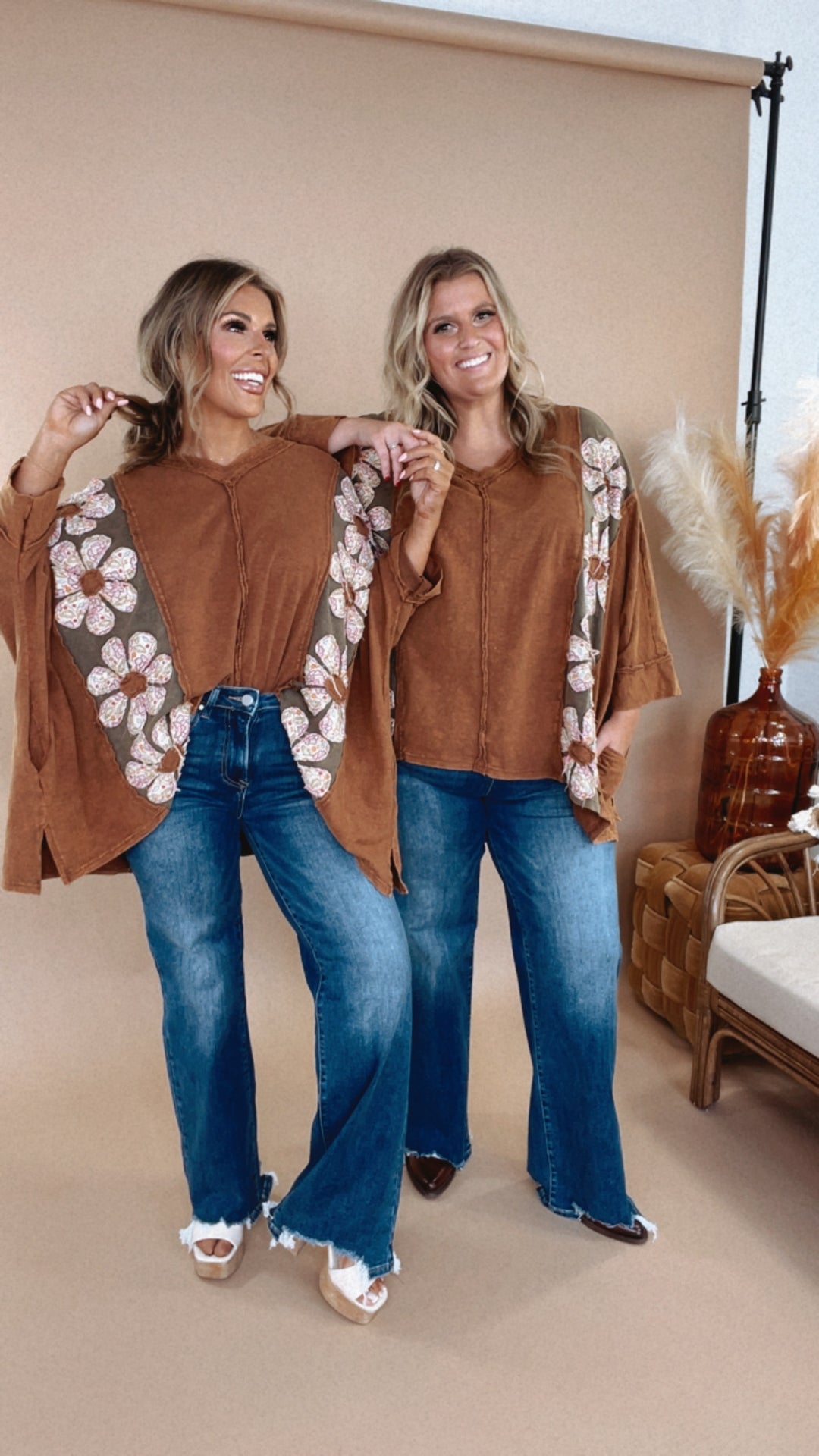 Bloom Into You Floral Boho Top, Camel