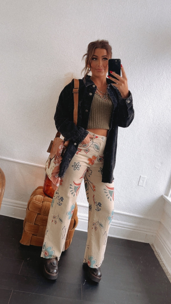 Happier Days Floral Printed Wide Leg Pants