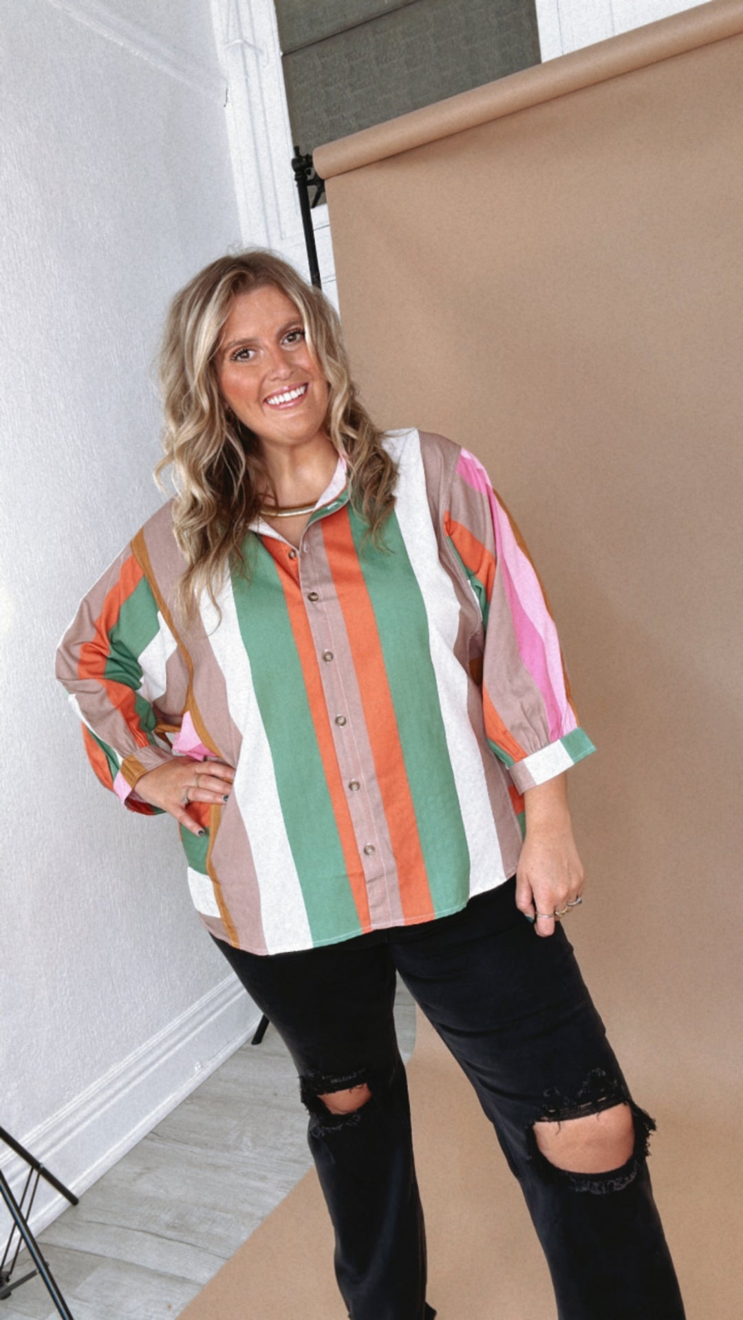 All Retro Multi Color Striped Top