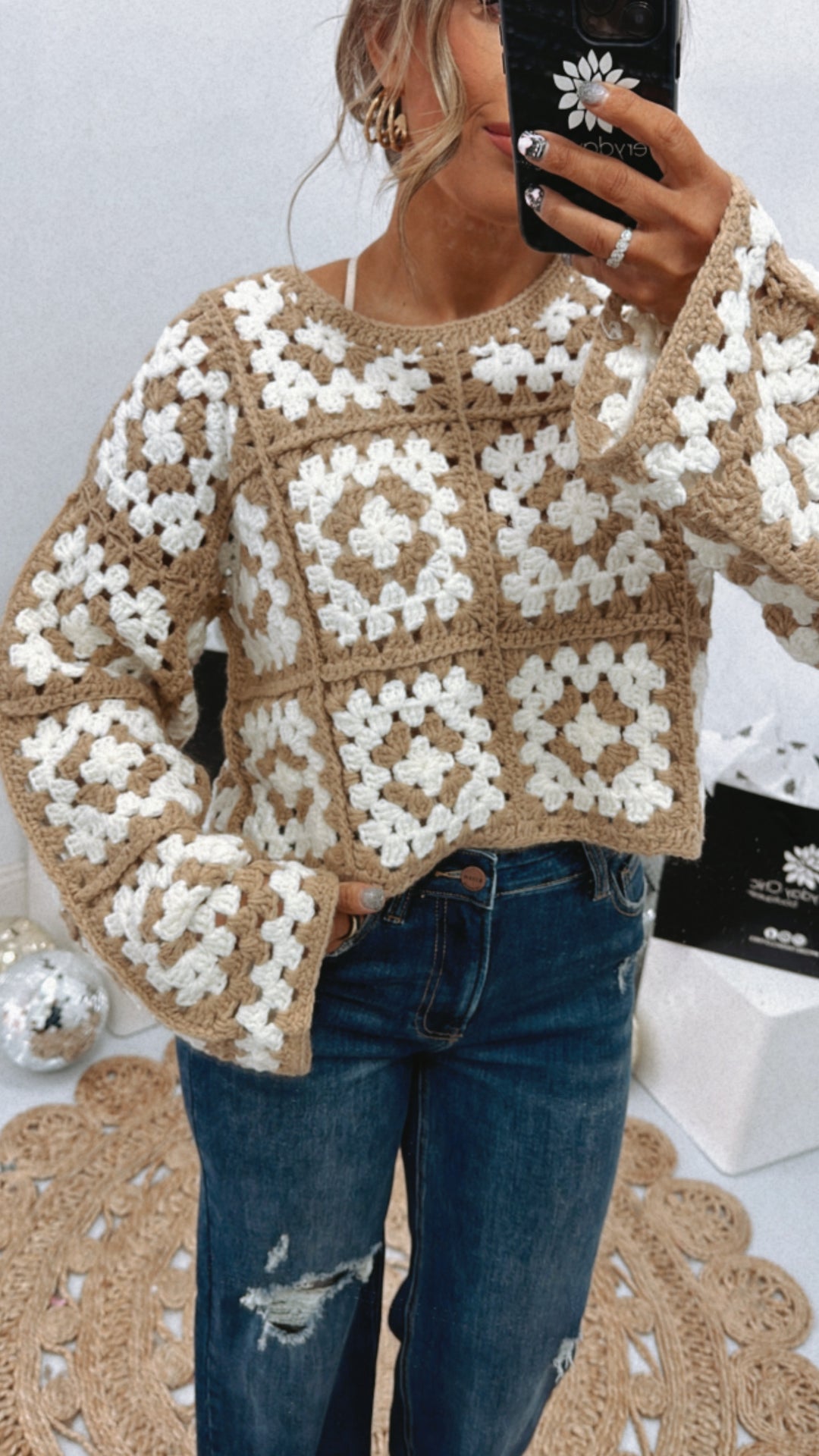 Catch You Later Crochet Sweater, Taupe