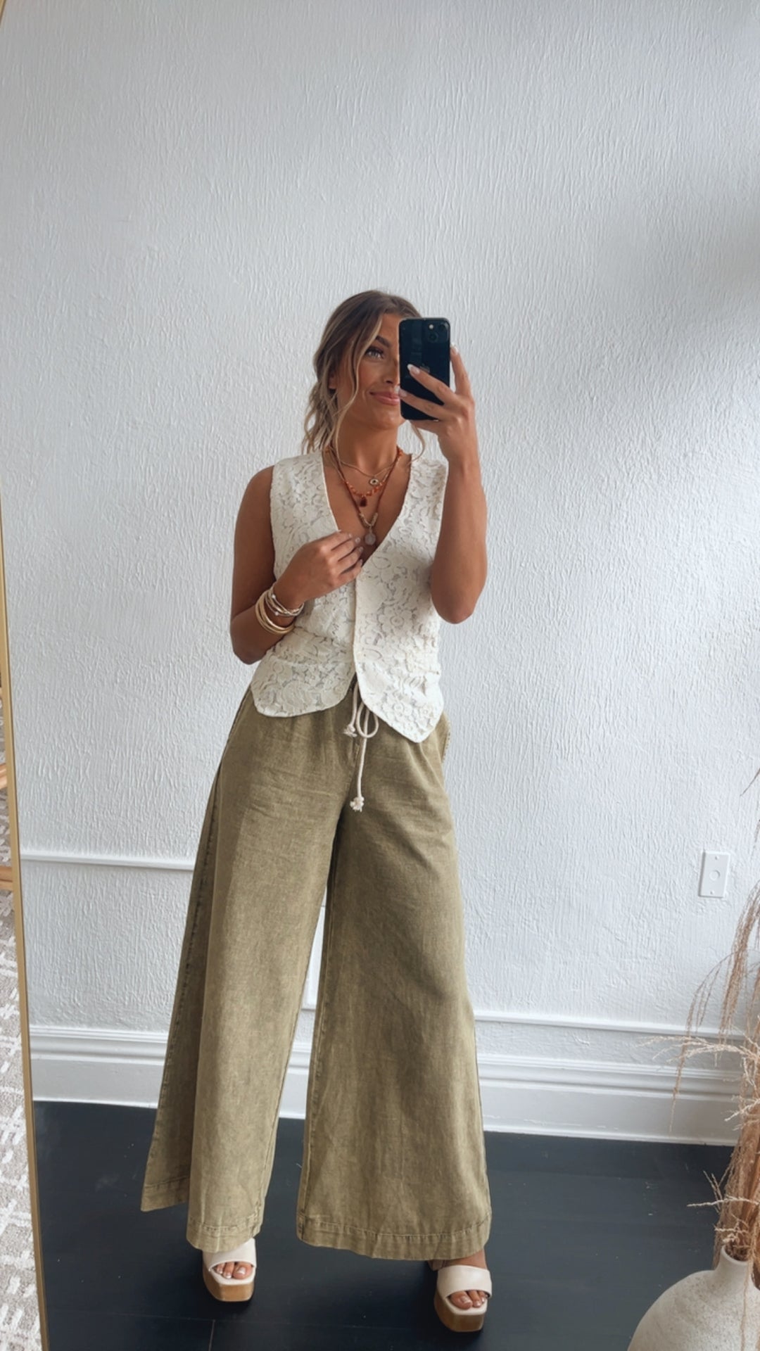 Mix It Up Mineral Washed Wide Leg Pants, Olive