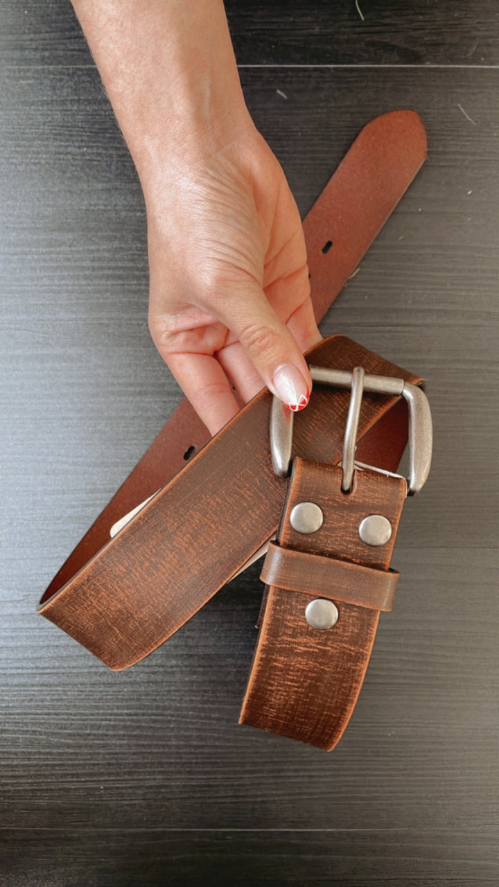 Hobo Leather Belt, Brown Abrasive