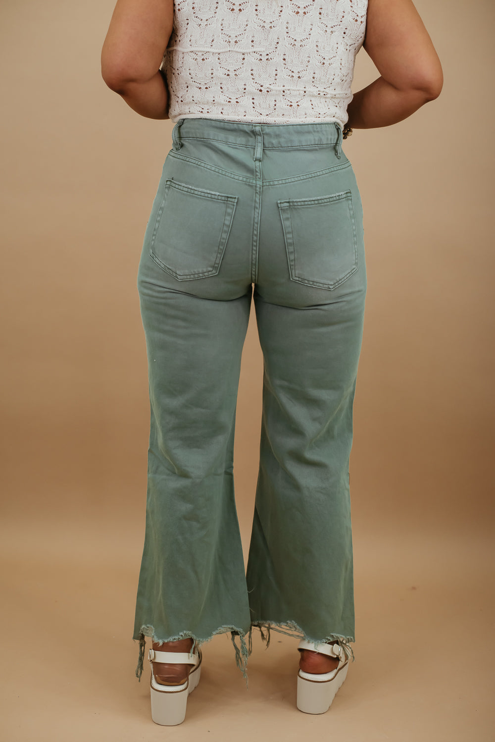 Army Green 90's Distressed Crop Jeans – Western Edge, Ltd.