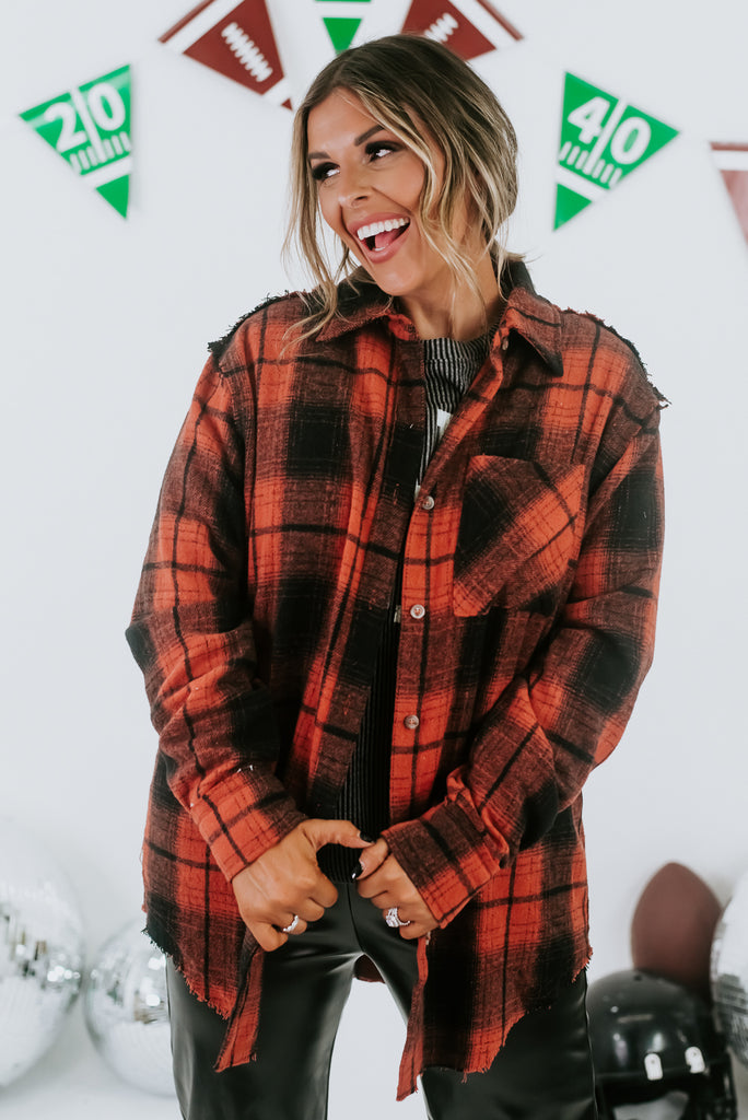 Everyday Chic Boutique Forever in Flannel, Orange Small