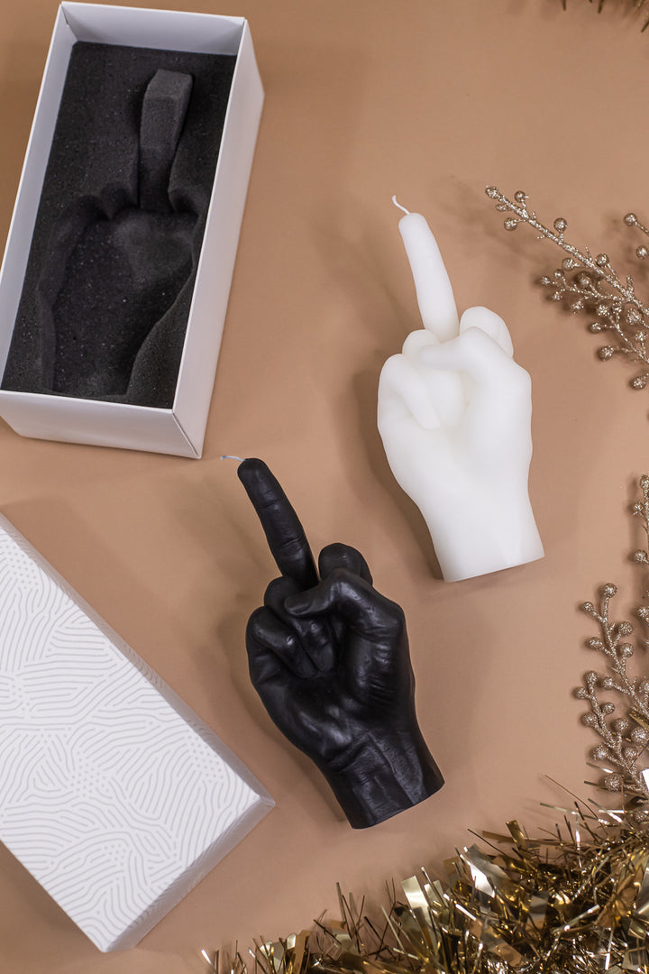 Hand Gesture Candle, Middle Finger White