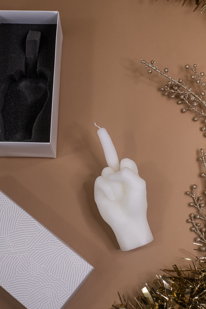 Hand Gesture Candle, Middle Finger White