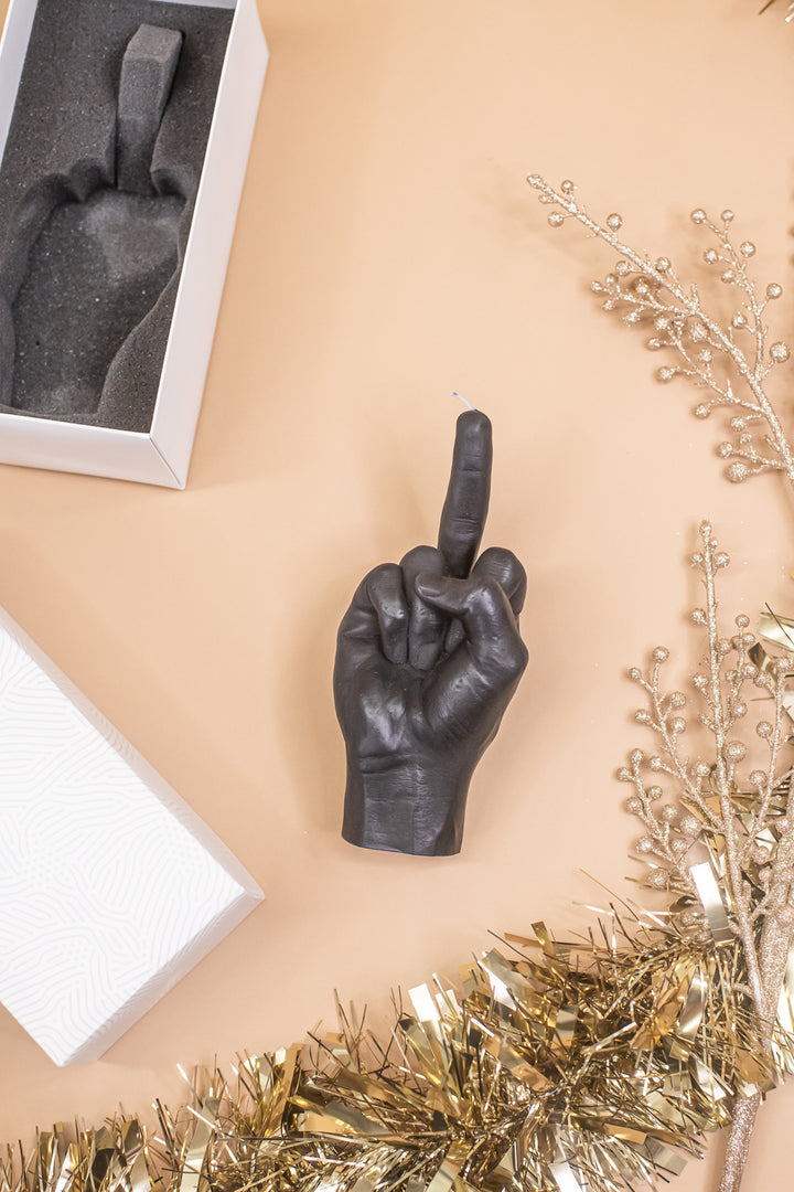 Hand Gesture Candle, Middle Finger Black